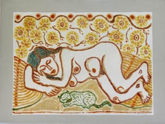 Retro Femme qui dort -  Monotype - Contemporary, French Artist Late 20th Century