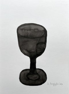  Figurative Ink Painting N.3 'Glass of Wine' by Dmitry Samygin