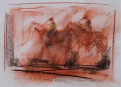 Centre equestre by David Jamin, French artist, horses, riders, impressionist