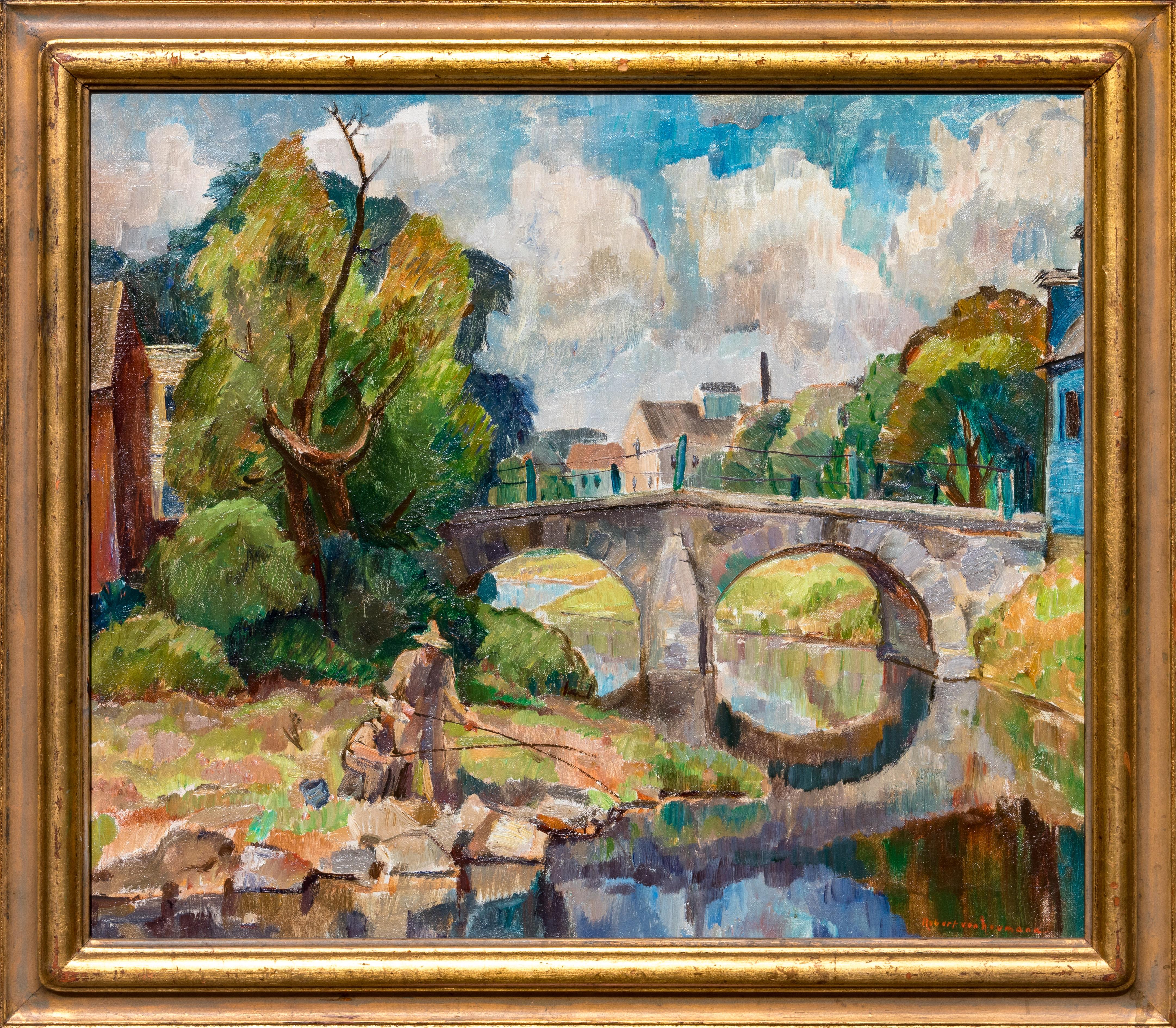 Amerikanisches impressionistisches Ölgemälde, ca. 1940, „Menomonee Falls Wi“ – Painting von Robert von Neumann