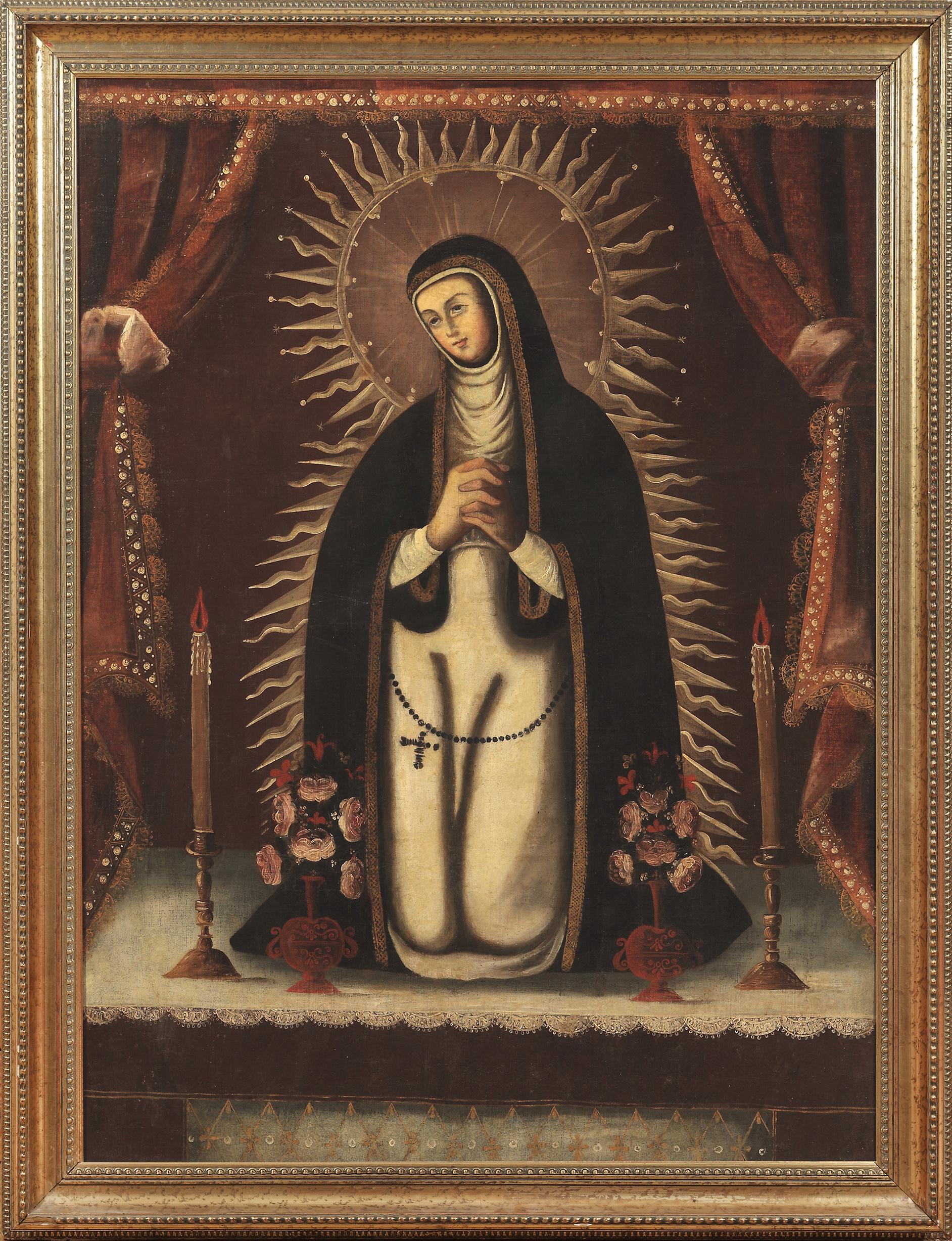 Unknown Figurative Painting - Nuestra Señora de la Soledad (Our Lady of Solitude)