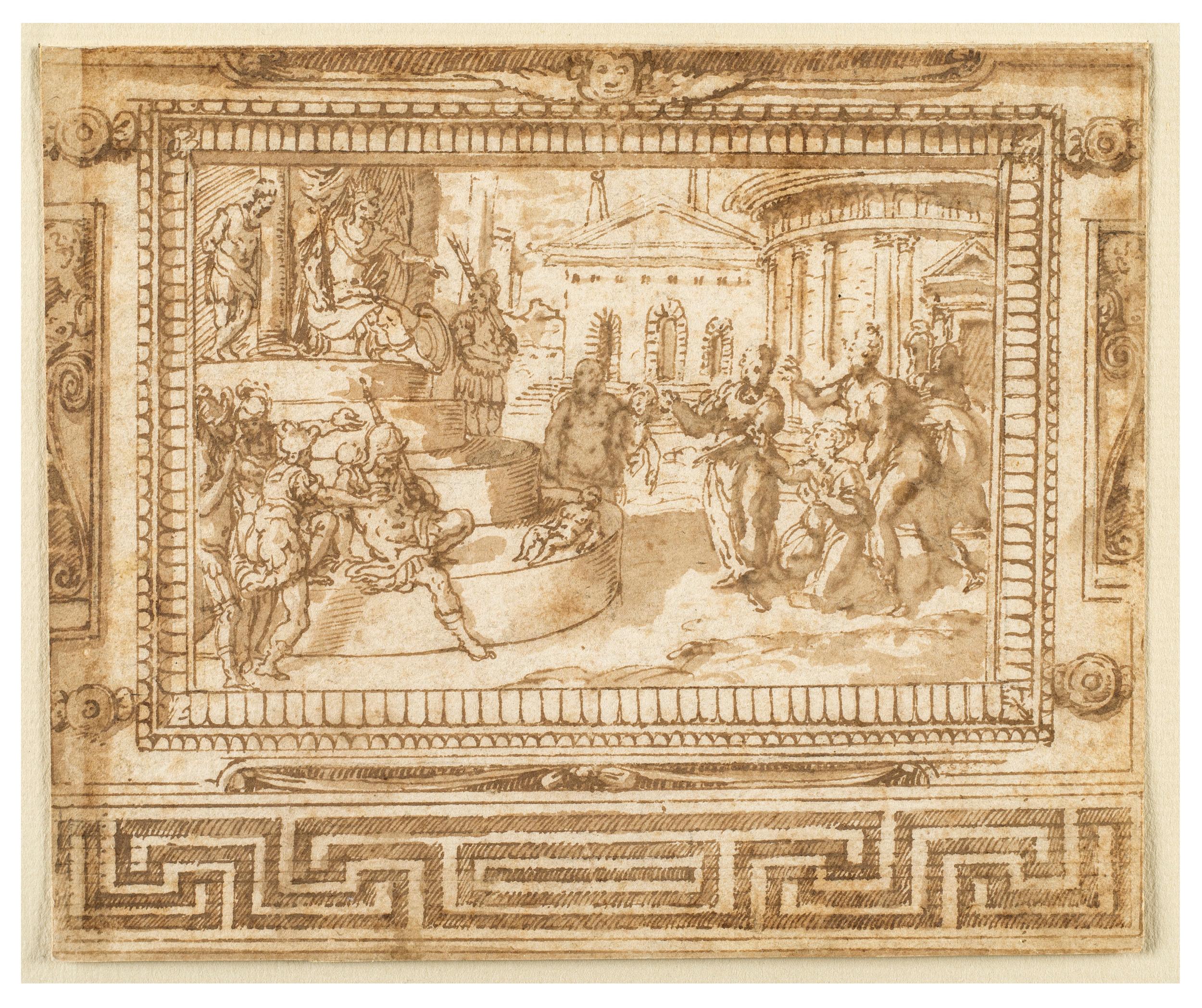 Giovanni Guerra Figurative Art - The Judgment of Solomon, Design for a Ceiling Fresco