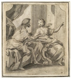 Interior with a Man and a Woman Seated at a Table in Conversation