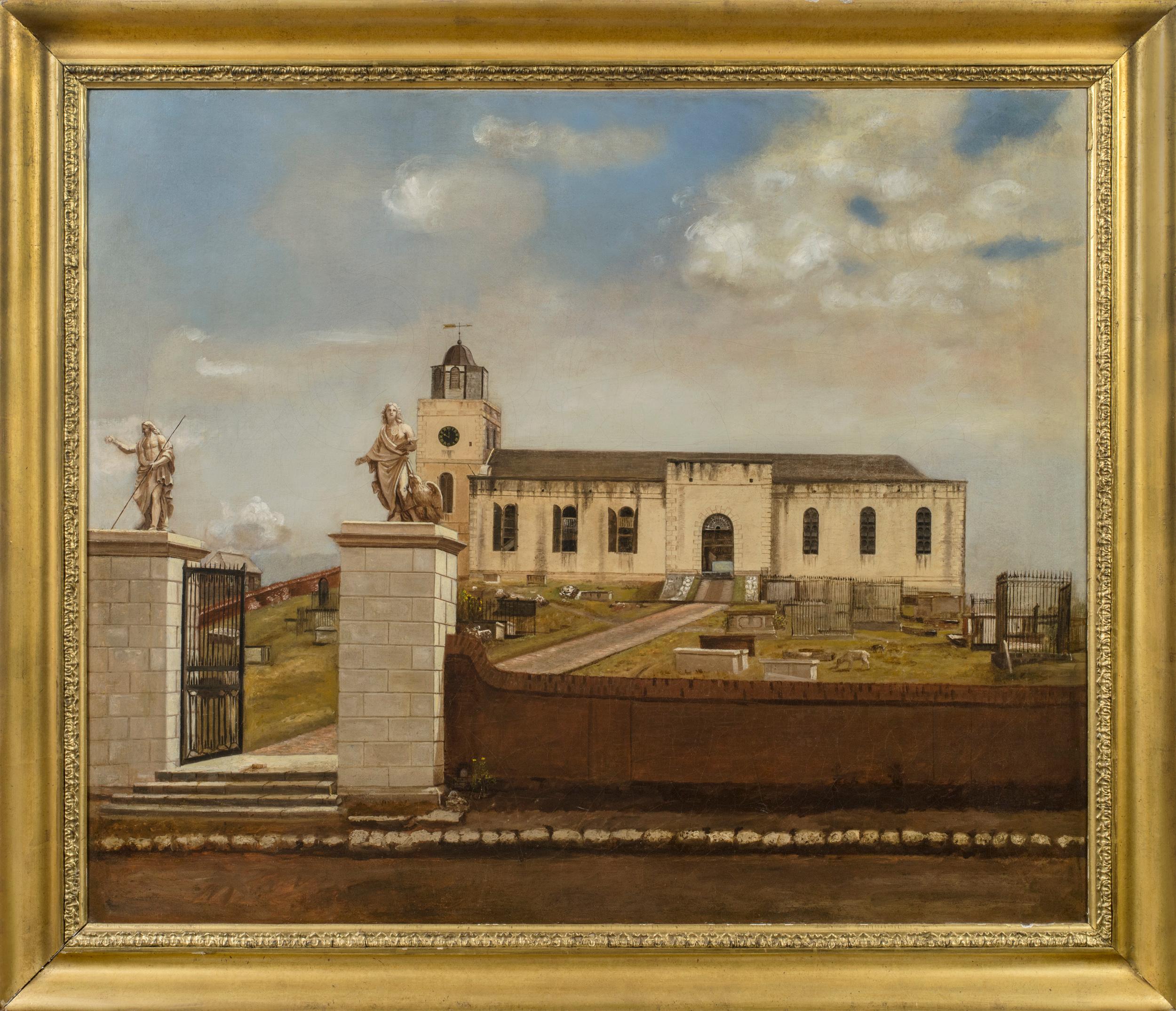 Ezra Bisbee Landscape Painting - View of St. John’s Cathedral, Antigua