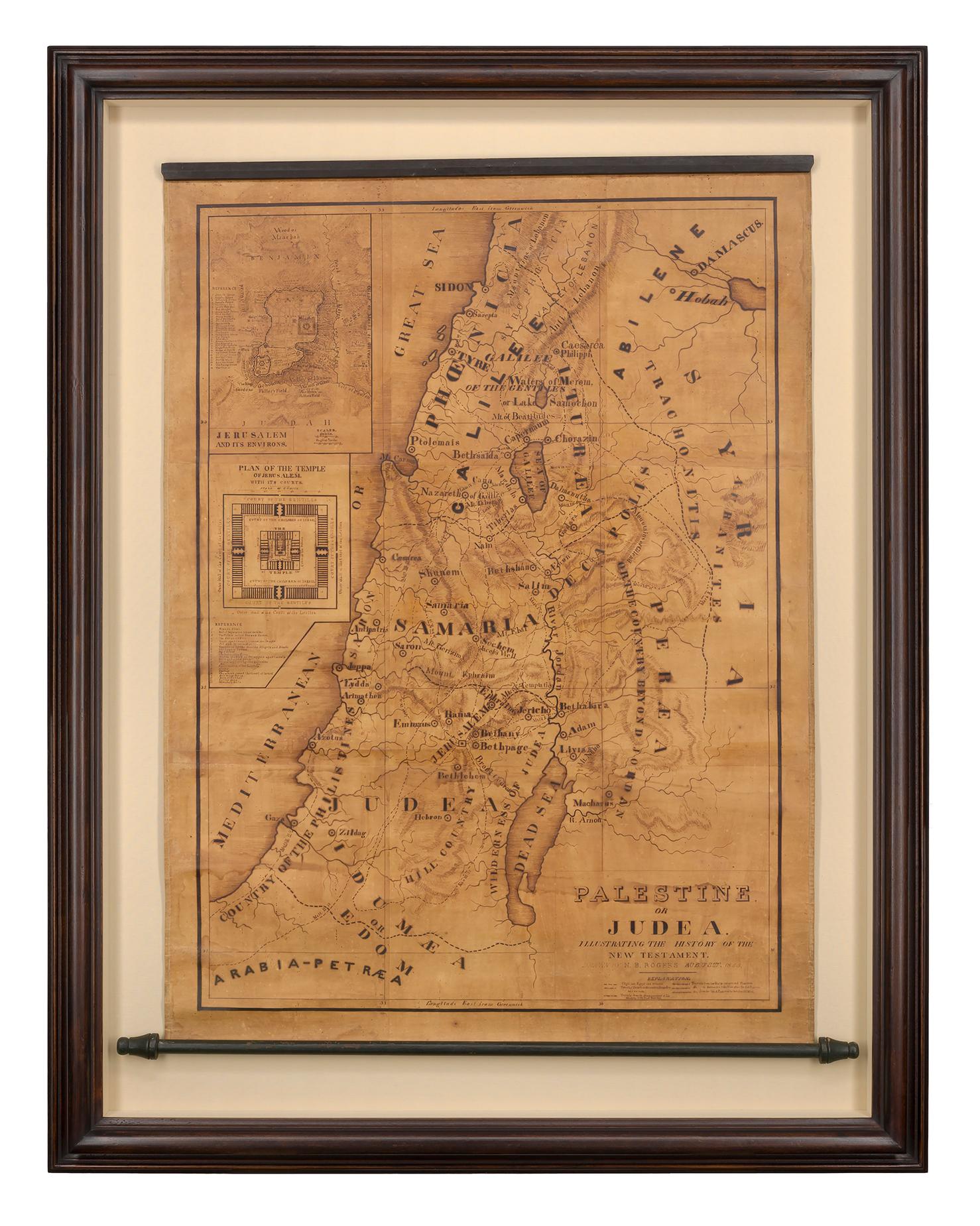 Map of Palestine or Judea, Illustrating the History of the New Testament - Art by Rev. Nathan B. Rogers