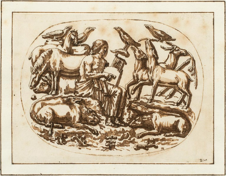 Bernardino Capitelli Animal Art - Orpheus and the Animals, A Study after an Ancient Bas-Relief