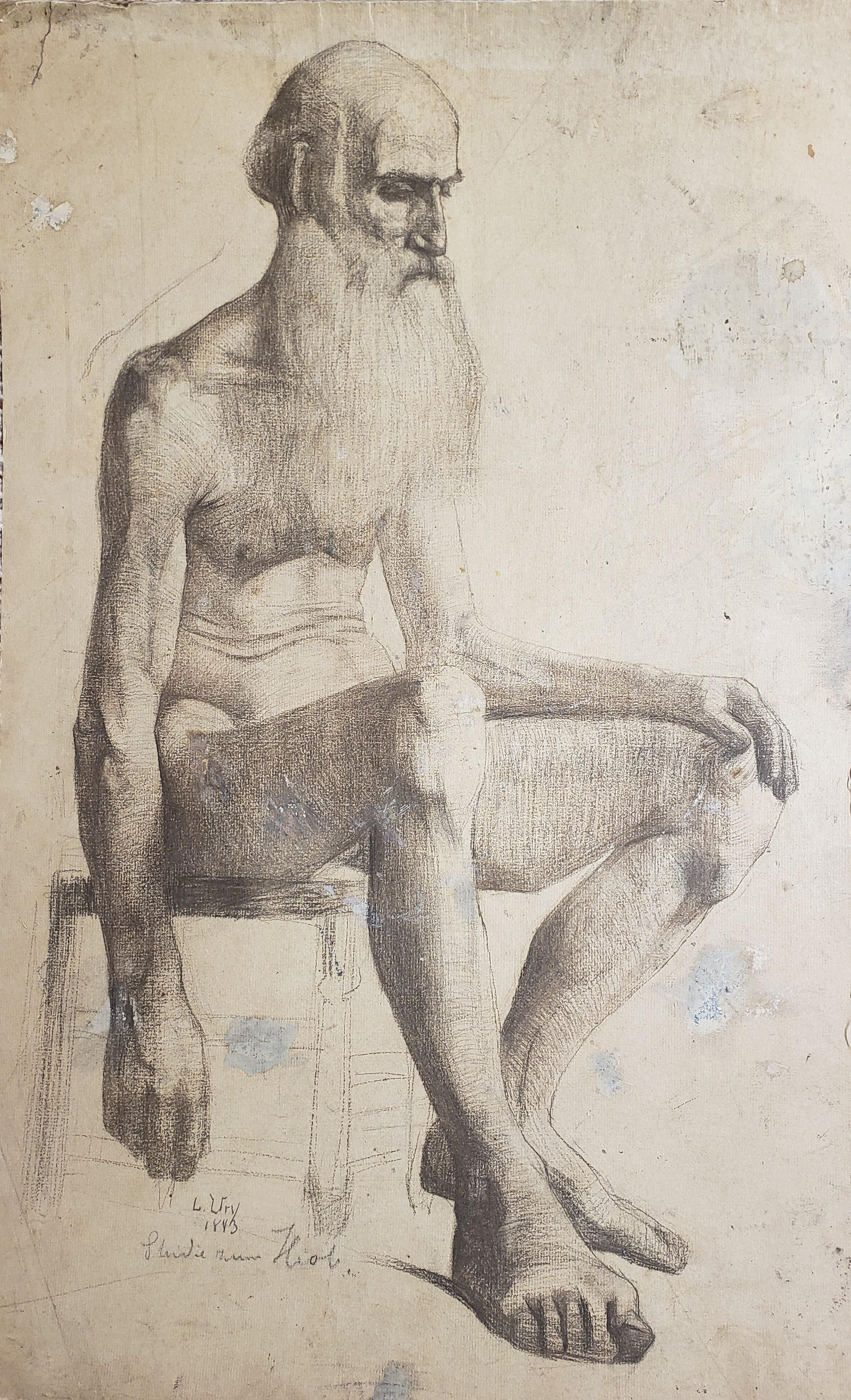 5667 Original charcoal art Male nude.