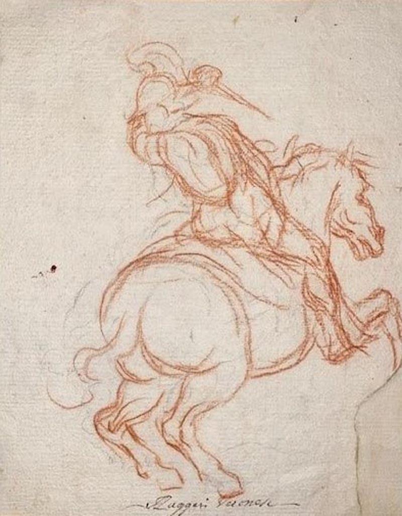 Girolamo Ruggieri Figurative Art - Study of a Soldier on Horseback