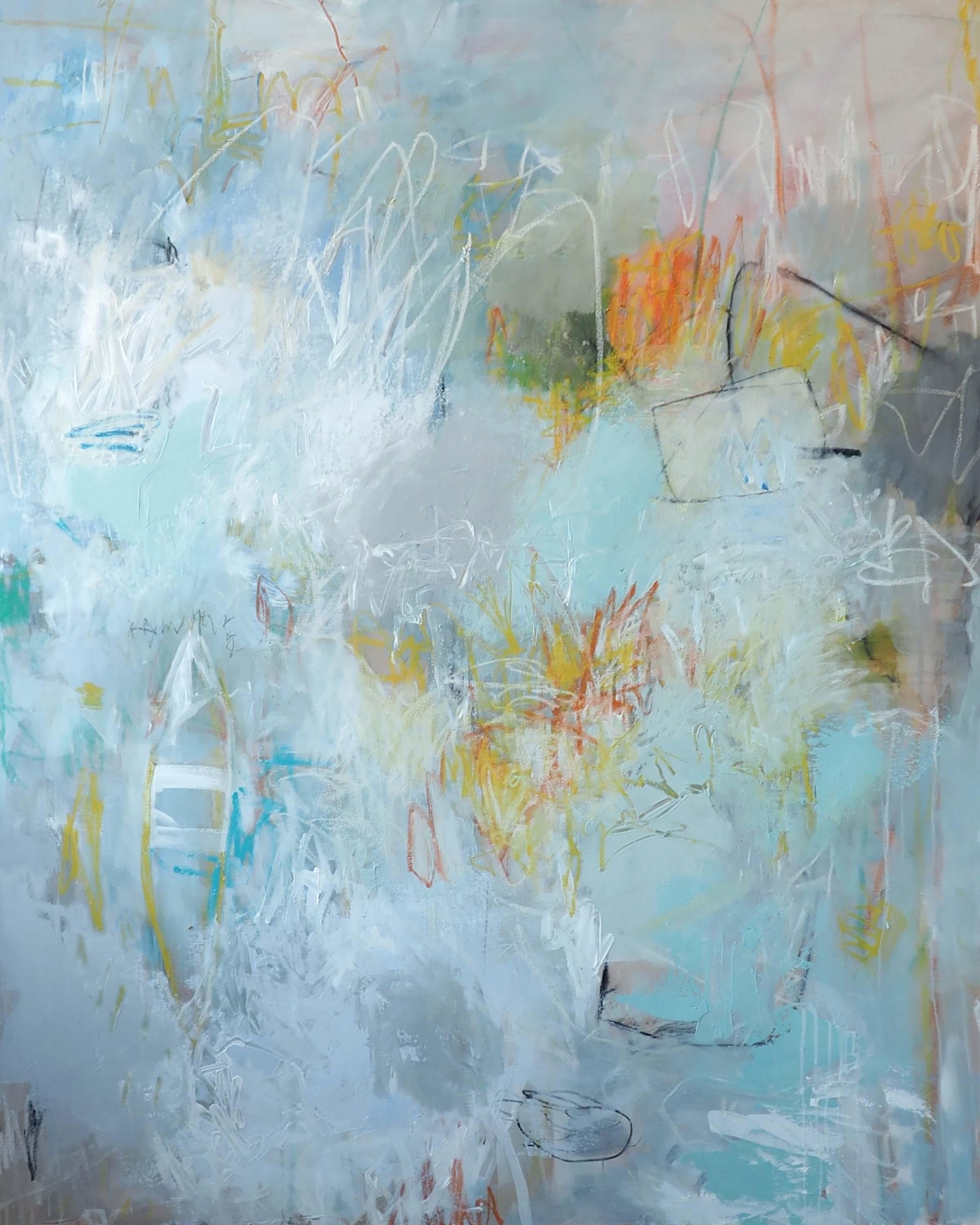 Katy Kuhn Abstract Painting - Echo, Hollywood Regency, contemporary abstract, in vivid pastel color