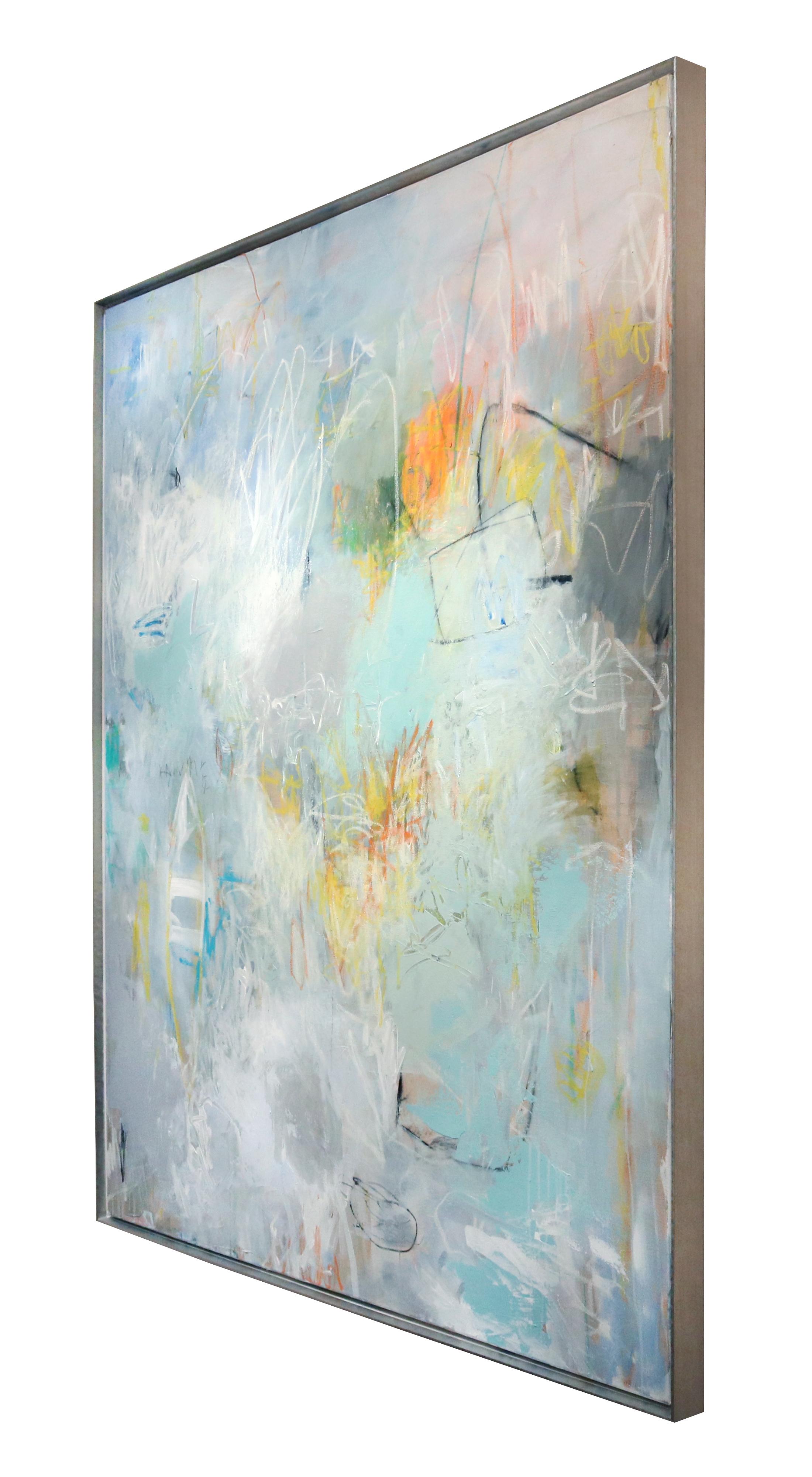 Echo, Hollywood Regency, contemporary abstract, in vivid pastel color - Impressionist Painting by Katy Kuhn