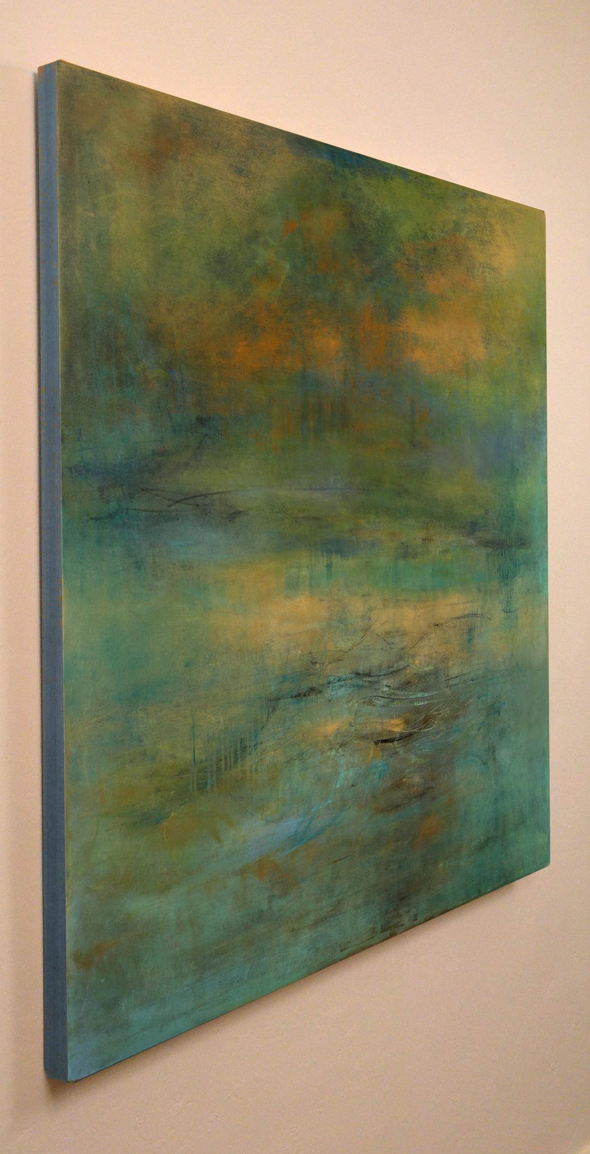 Highlands #39, atmospheric encaustic painting in deep jewel tones (Abstrakter Impressionismus), Painting, von Martine Jardel