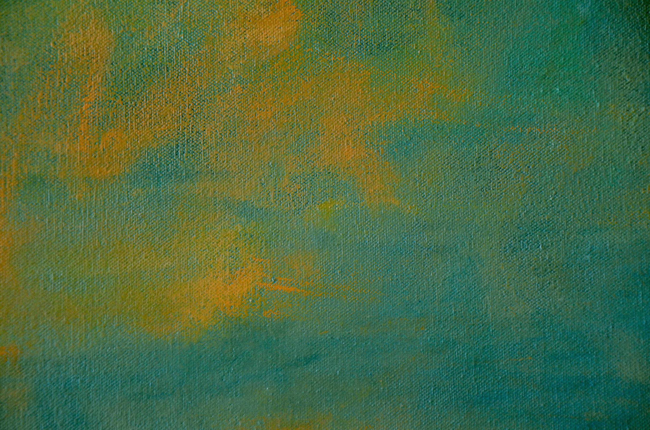 Highlands #46, atmospheric encaustic painting in deep jewel tones - Blue Abstract Painting by Martine Jardel