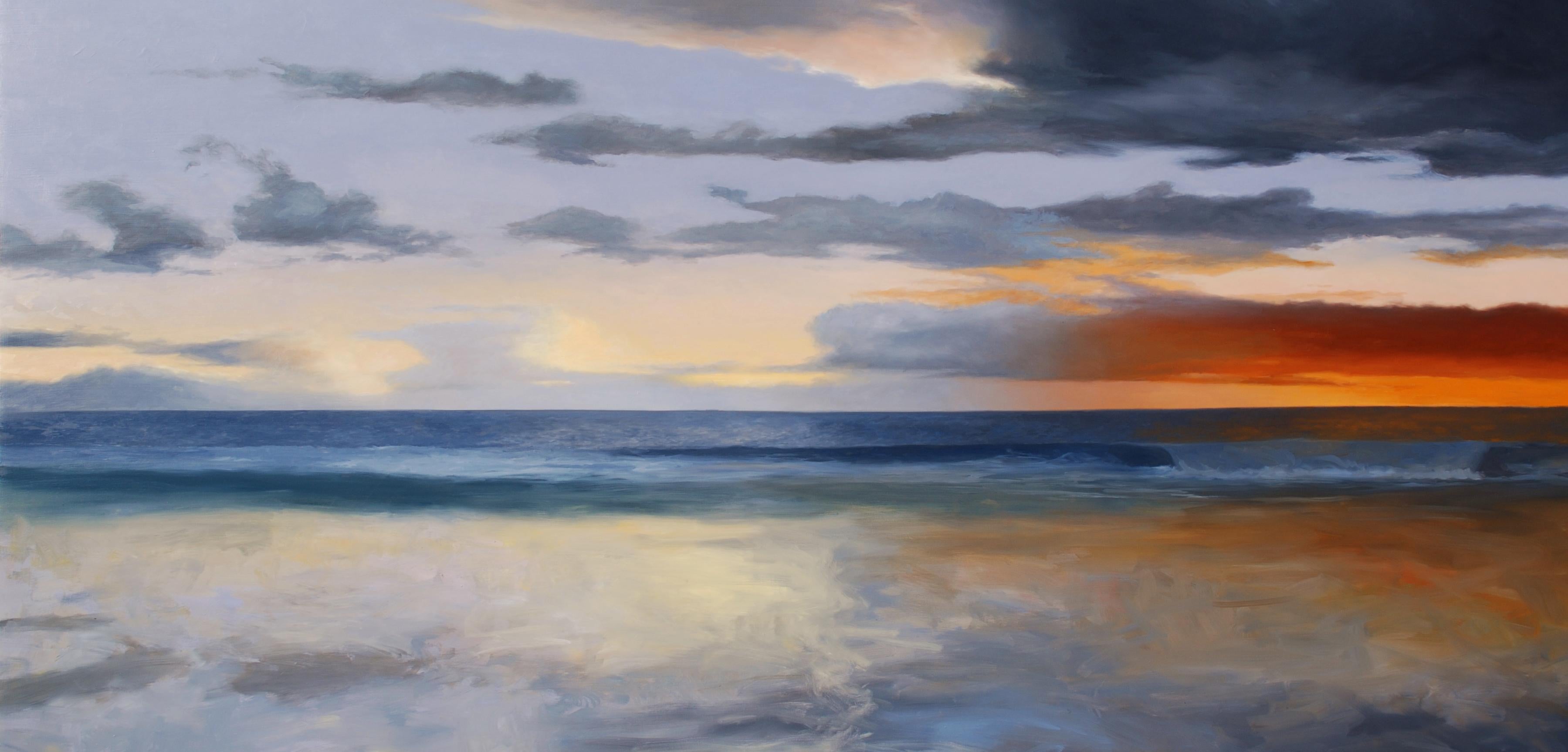 Denny Holland Landscape Painting - A Passing Brilliance, contemporary realism seascape, oil on panel, framed