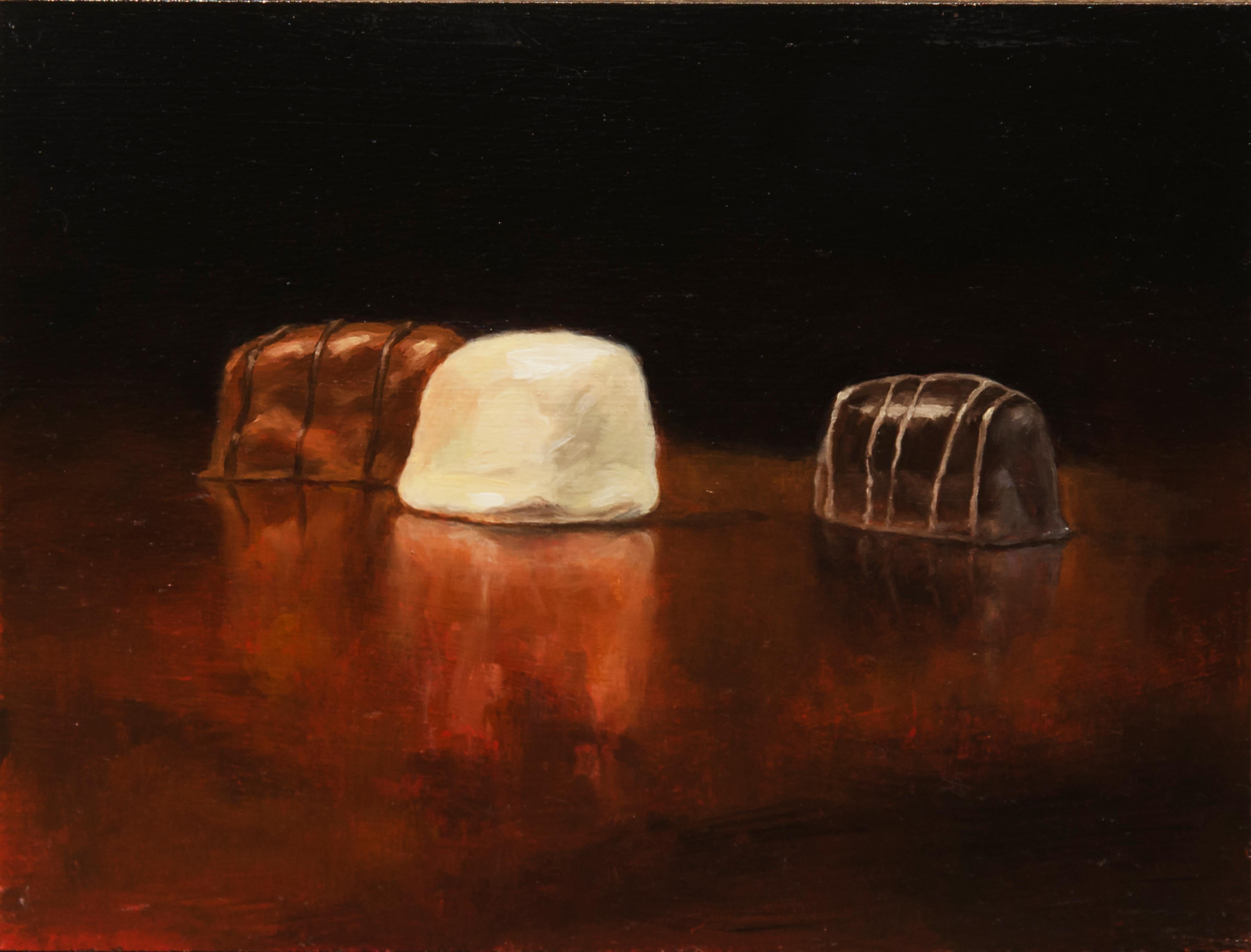 Denny Holland Still-Life Painting - Truffles, realism, still life in rich deep hues, oil on panel