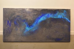 Aphotic Break, Mid Century abstract seascape, encaustic on panel