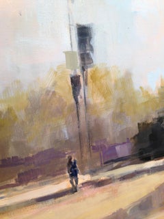 Lefty O'Doul Bridge, Industrial, cityscape of San Francisco, oil on panel