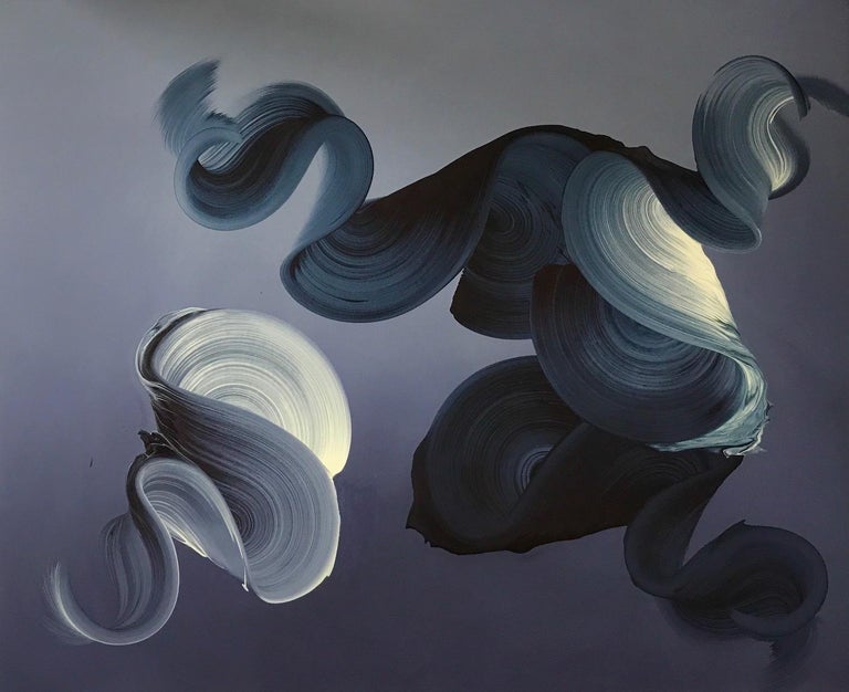 Two White Swirls 21st C Original Contemporary Painting By Dragica Carlin