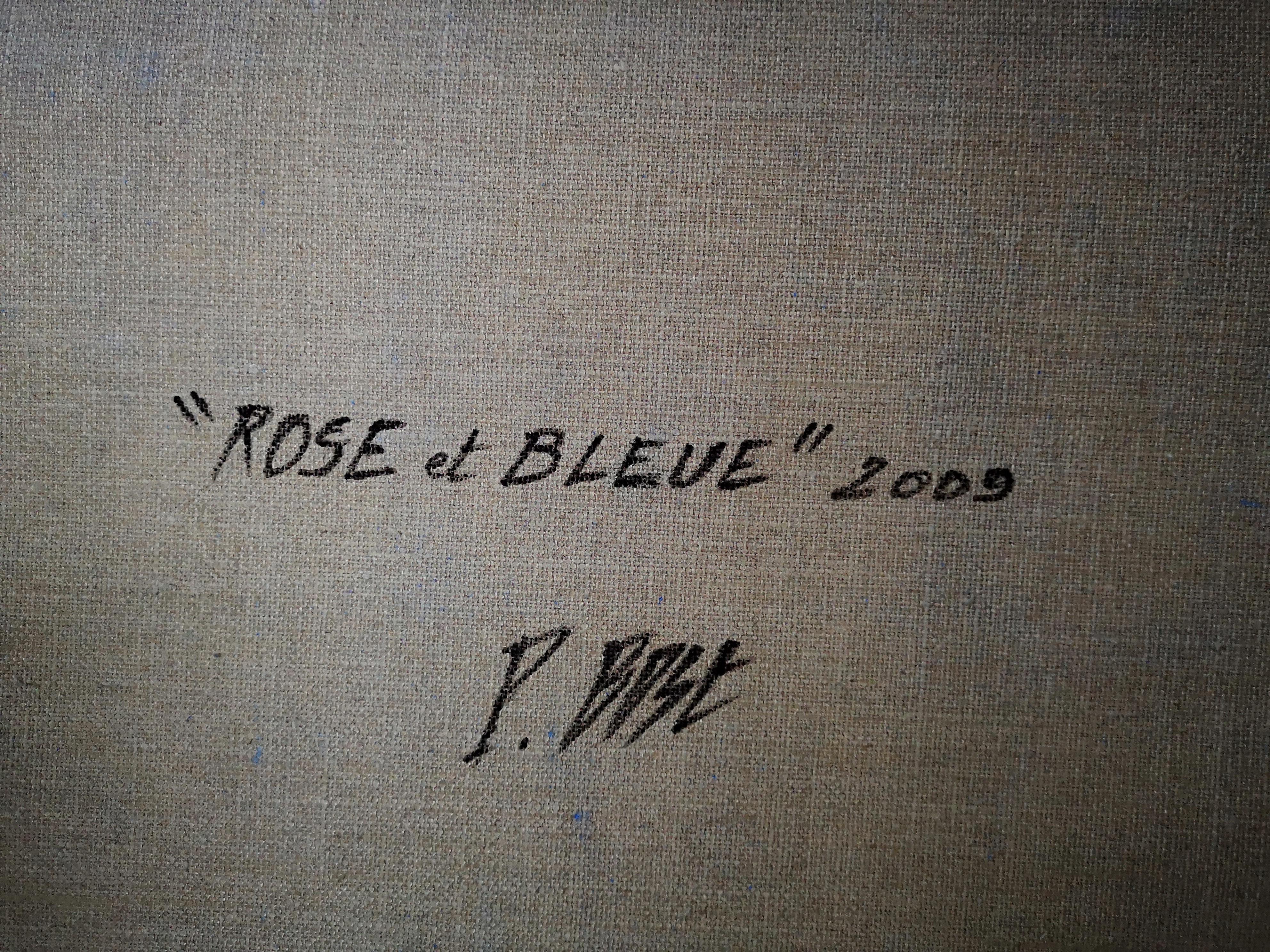 Bleue et Rose. 21st C original contemporary abstract painting by Pascal Bost.  For Sale 4
