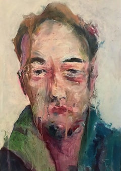 "Untitled" Expressionism, Acrylic on Paper, Artist Framed, Raiman Rodriguez Moya