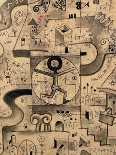 "Laberinto Hacia Las Nubes" NOA, Cuban Surrealism, Mixed Medium on Canvas