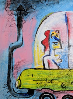 "Rolling Smoke" NOA, Cuban Graphic Surrealism, Mixed Media on Canvas, 2017