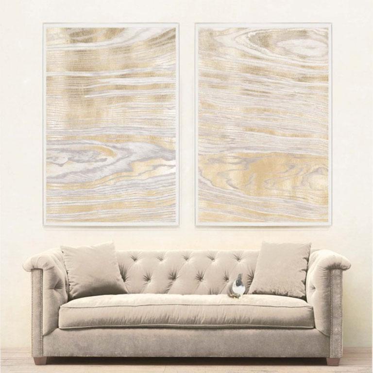 Gold Wood Grain 2, Gold Leaf, Framed - Contemporary Art by Unknown