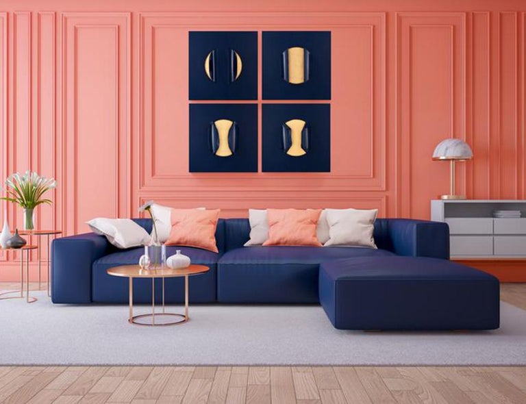 Unknown Grand Reveal, Blue No. 2, metal frame, gold leaf For Sale at