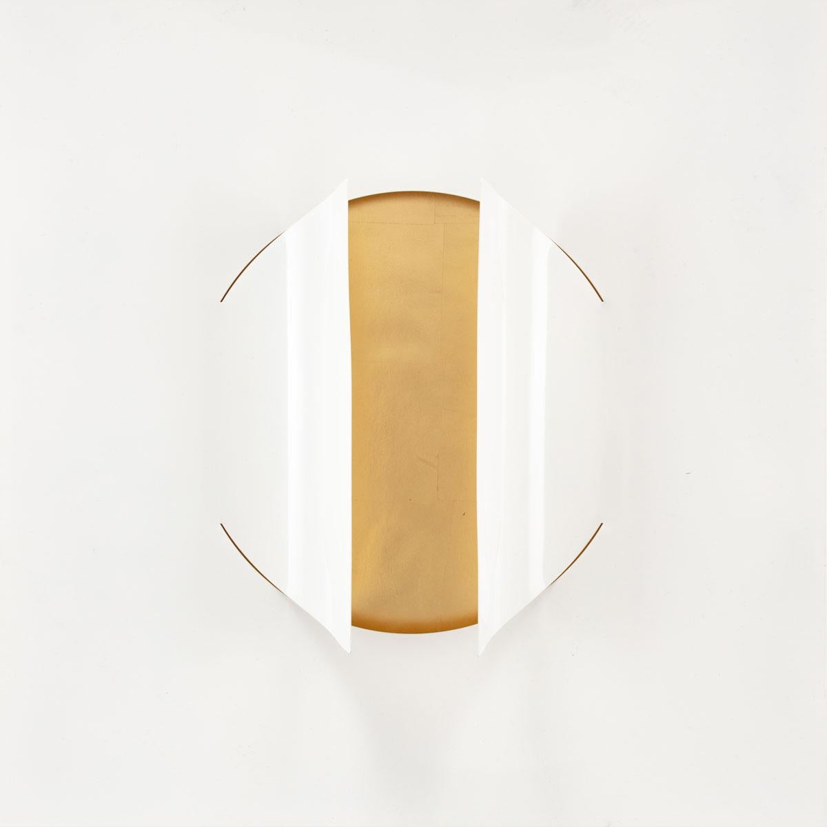 Grand Reveal, White No. 2, metal frame, gold leaf - Contemporary Art by Unknown