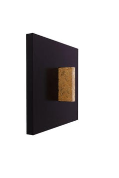 Gold Mind in Black, metal frame, gold leaf, lucite box