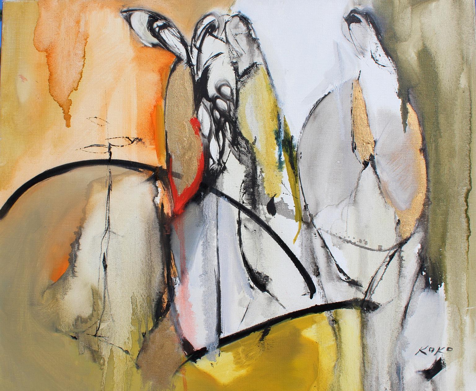 Abstract Painting KOKO HOVAGUIMIAN - Étude Barroco, sélection de musiciens, 20x24 po, huile sur toile. Signé en bas à droite