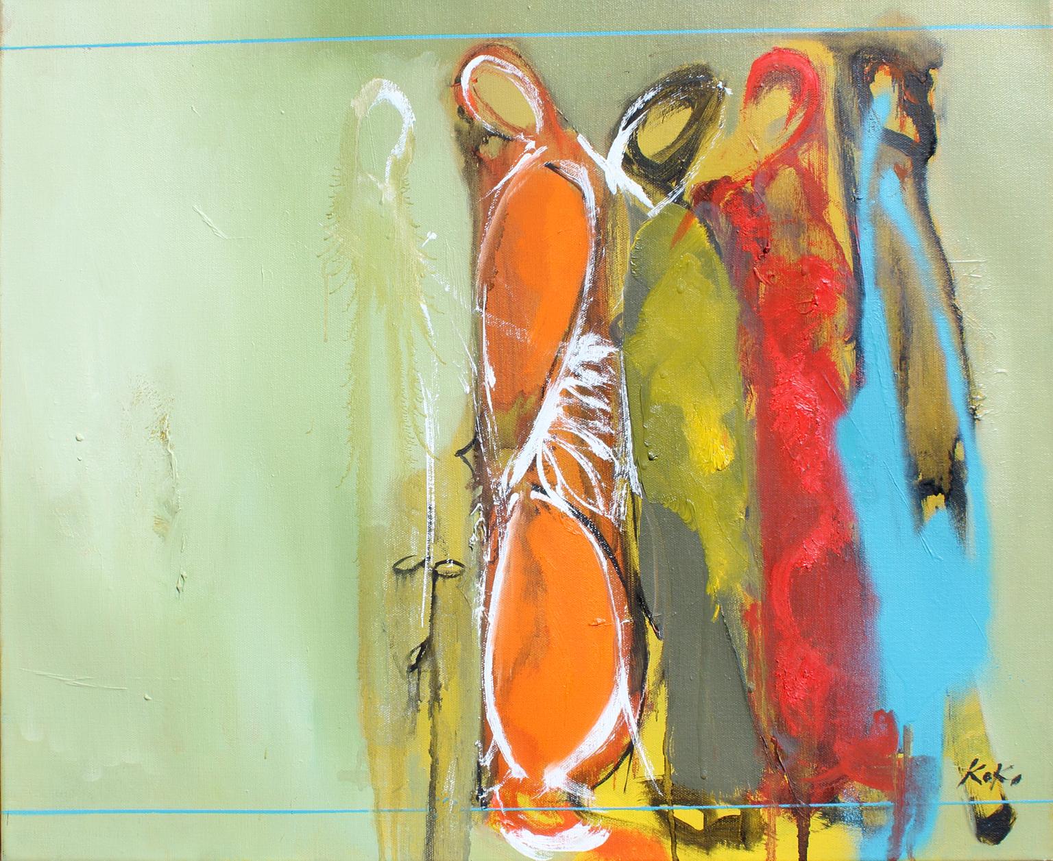 Abstract Painting di KOKO HOVAGUIMIAN - Identità, 20x24 pollici, olio su tela. Originale  espressionista astratto moderno.