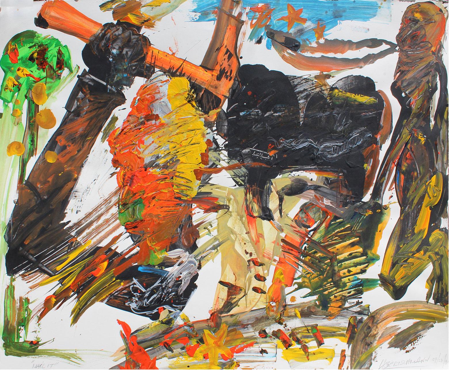 Harry Bertschmann Abstract Painting - Nail It, 1990 (Peck Slip)