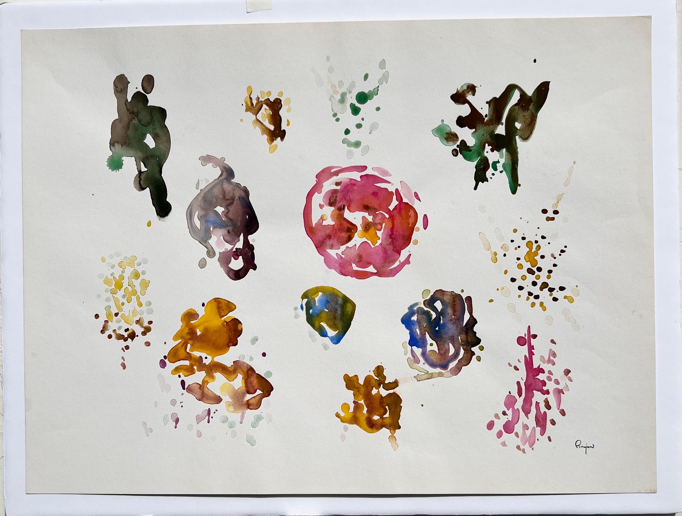 Bild: Rosa, abstrakte Aquarelle (Abstrakter Expressionismus), Art, von Arthur Pinajian