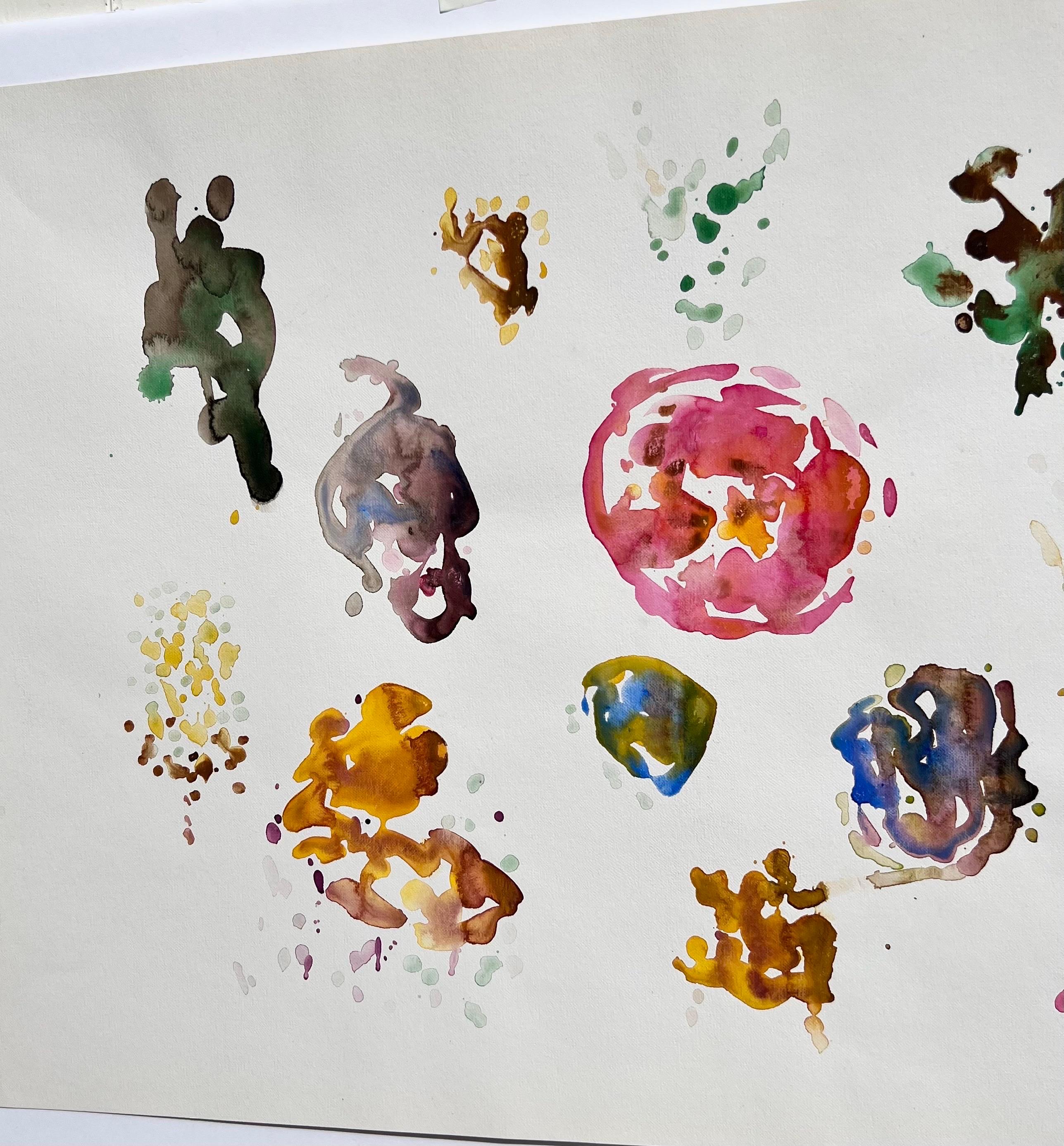 Bild: Rosa, abstrakte Aquarelle (Grau), Abstract Drawing, von Arthur Pinajian