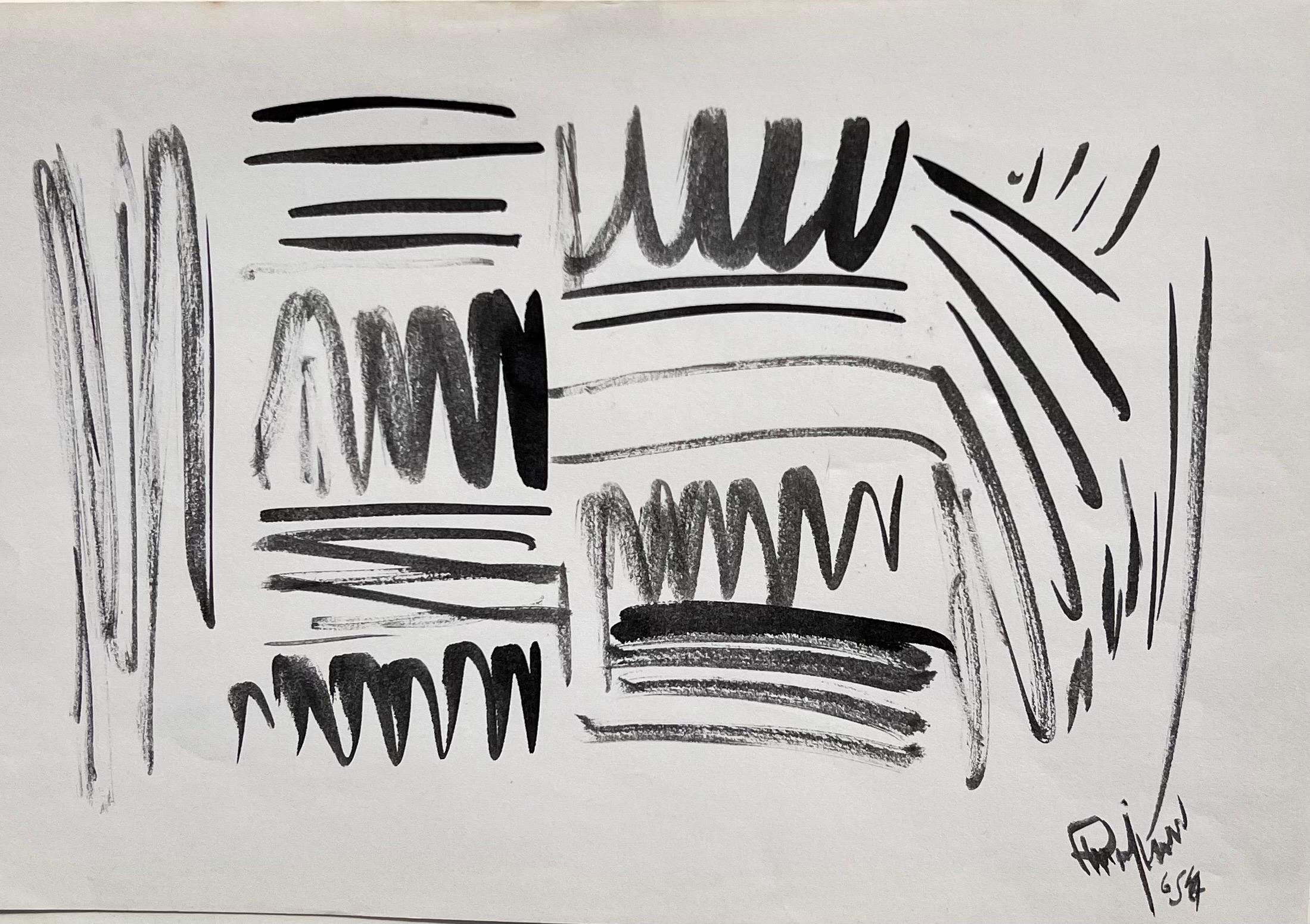 Arthur Pinajian Abstract Drawing – Schwarz und Weiß