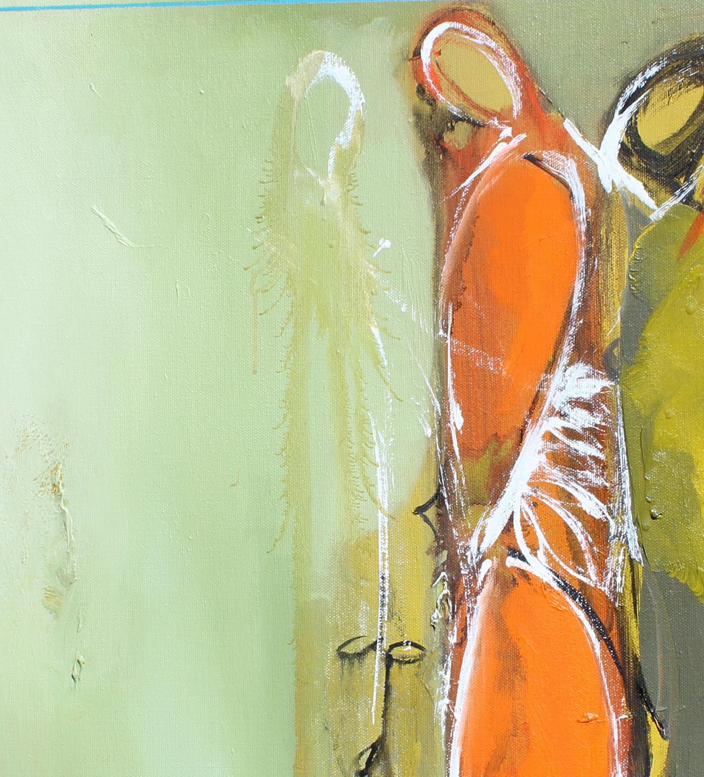 Identität, 20x24 Zoll, Öl auf Leinwand. Erwähnungen des Künstlers  Moderner moderner abstrakter expressionistischer Künstler. (Beige), Figurative Painting, von KOKO HOVAGUIMIAN