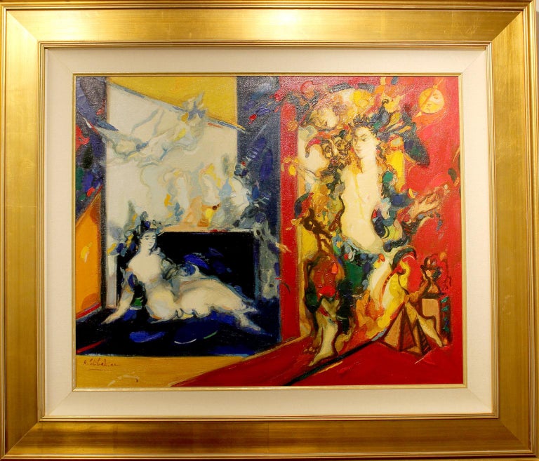 Robert Elibekyan Figurative Painting - Spectacle, year 2002, 26"x32" oil on canvas, framed size 36x42 in. 