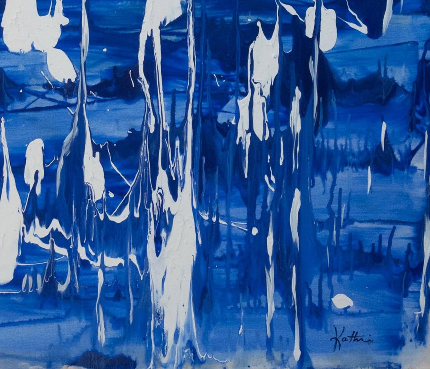 Kathrin Drorian Abstract Thoughts Red Blue And White 36x36 In Acrylic On Canvas For Sale At 1stdibs