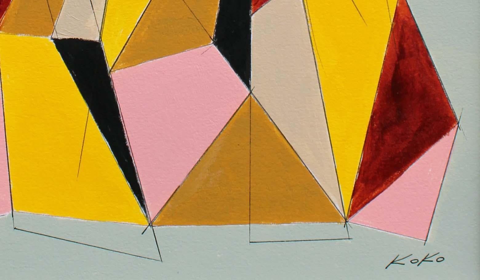 Étude de façade  - Beige Abstract Painting par KOKO HOVAGUIMIAN