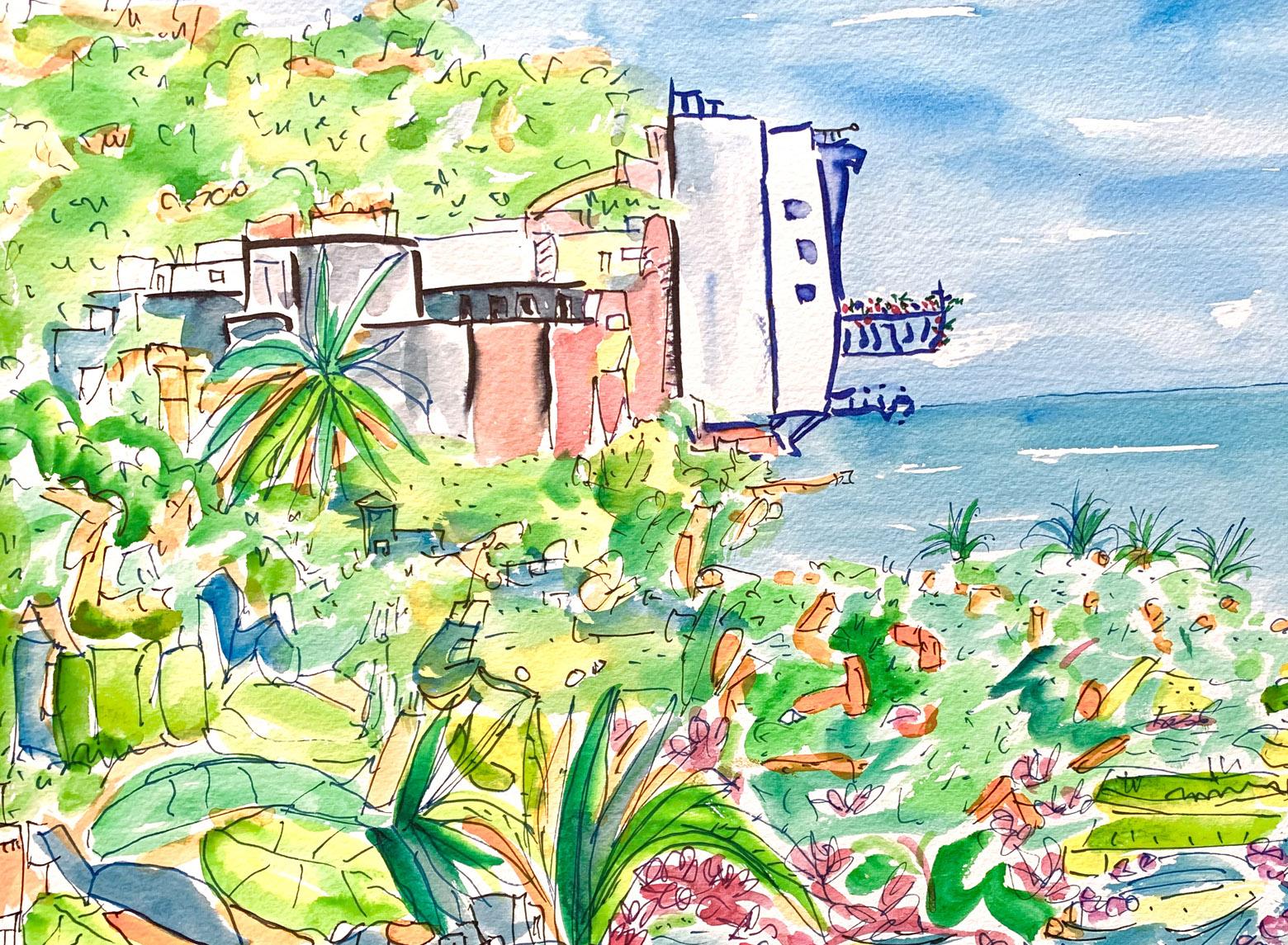 Free Flowing, Puerto Vallarta 2018 12x16 watercolor on paper 1 - Painting by Haroutune Armenian