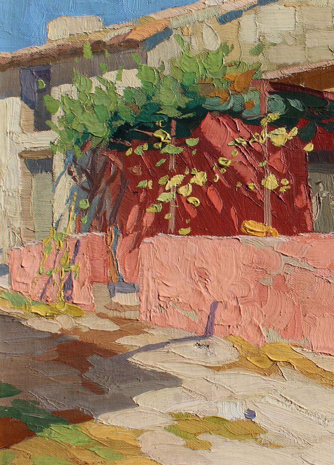 La terrasse en abat-jour, « La terrasse Ombrage ». - Marron Landscape Painting par Ohannes Alhazian