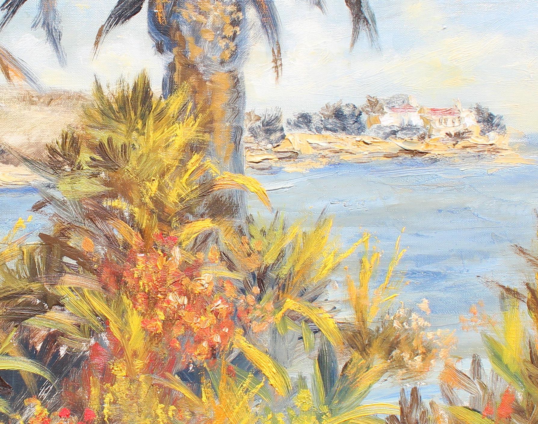 Palm Beach - Landscape Painting Marrón de Félix Tisot
