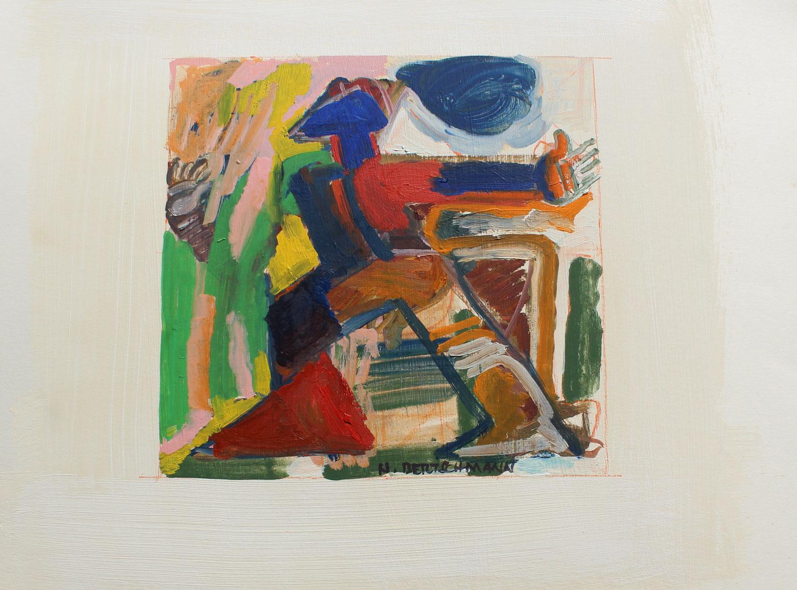  Abstrakte Figur ohne Titel, 1971 – Painting von Harry Bertschmann