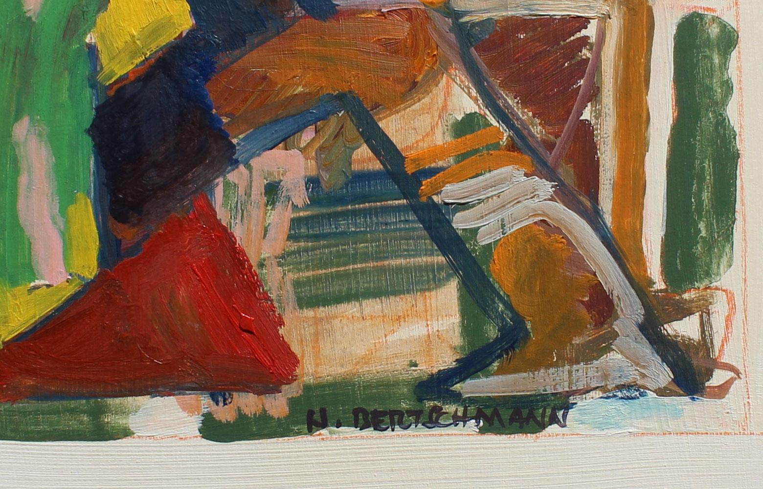 Senza titolo, Figura astratta, 1971 - Figurative Painting Beige di Harry Bertschmann