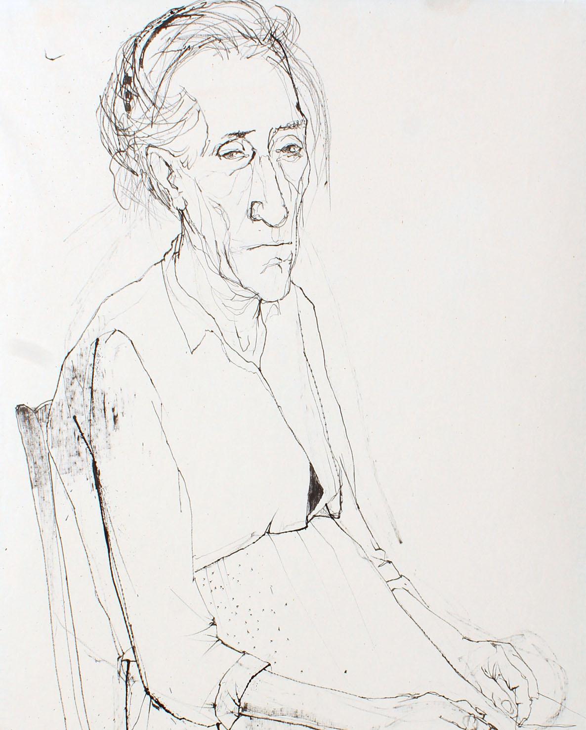 Jansem drawing, Grandma drawing, contemporary artist, Jansem grandma portrait. - Art by Jean Jansem