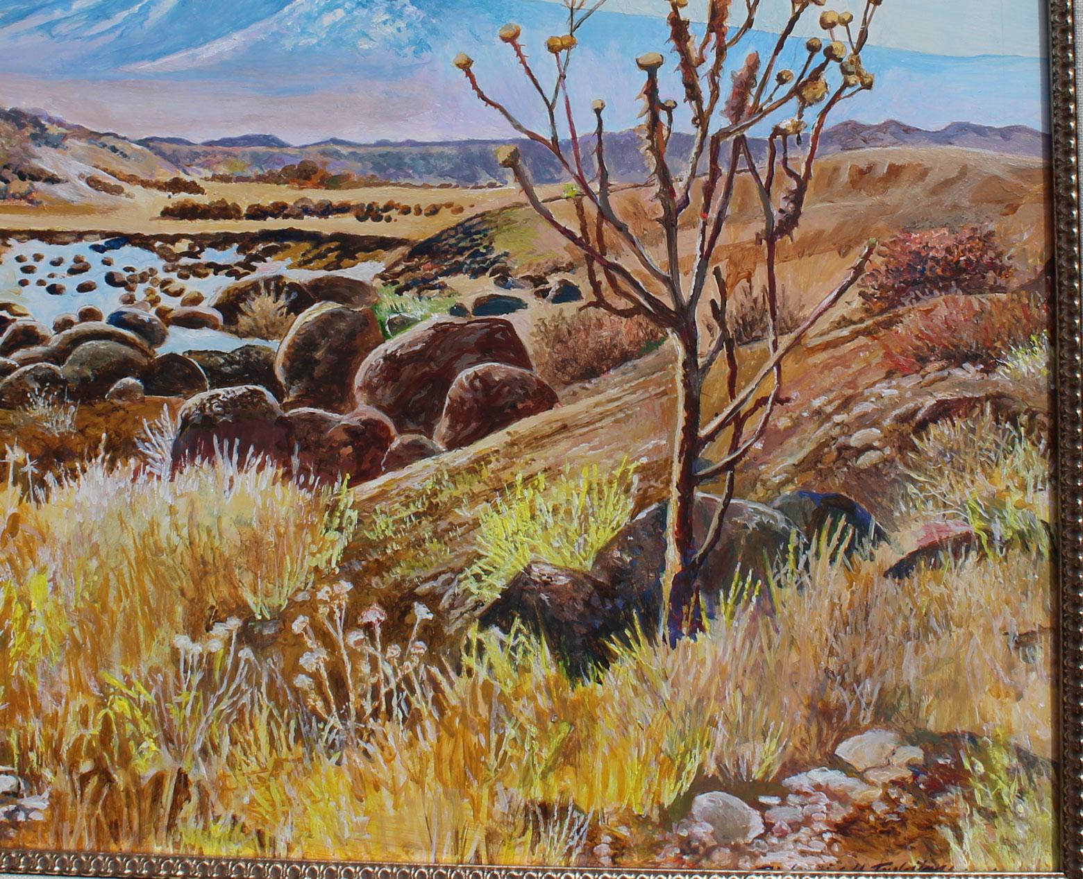 Mt. Ararat, near the Ardashat area with Thorn tree, Armenia  - Impressionist Painting by Richard H. Tashjian