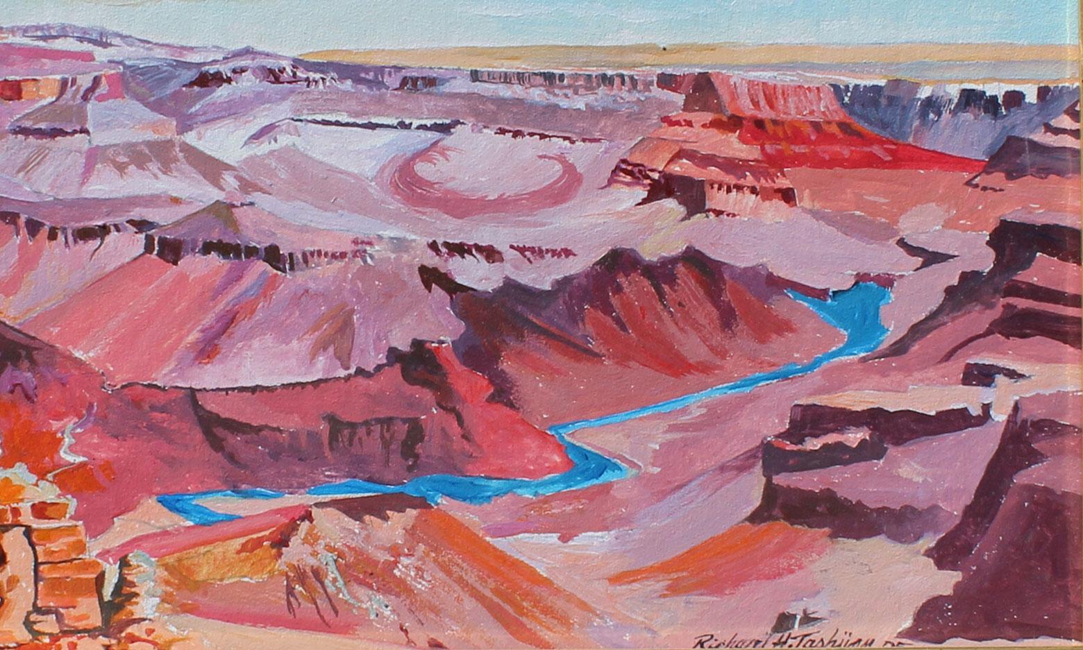 South Rim, Grand Canyon - Impressionist Painting by Richard H. Tashjian