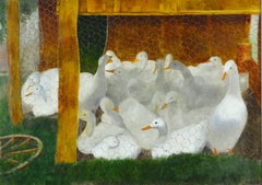 Coop of Ducks - 20th Century British Oil Painting