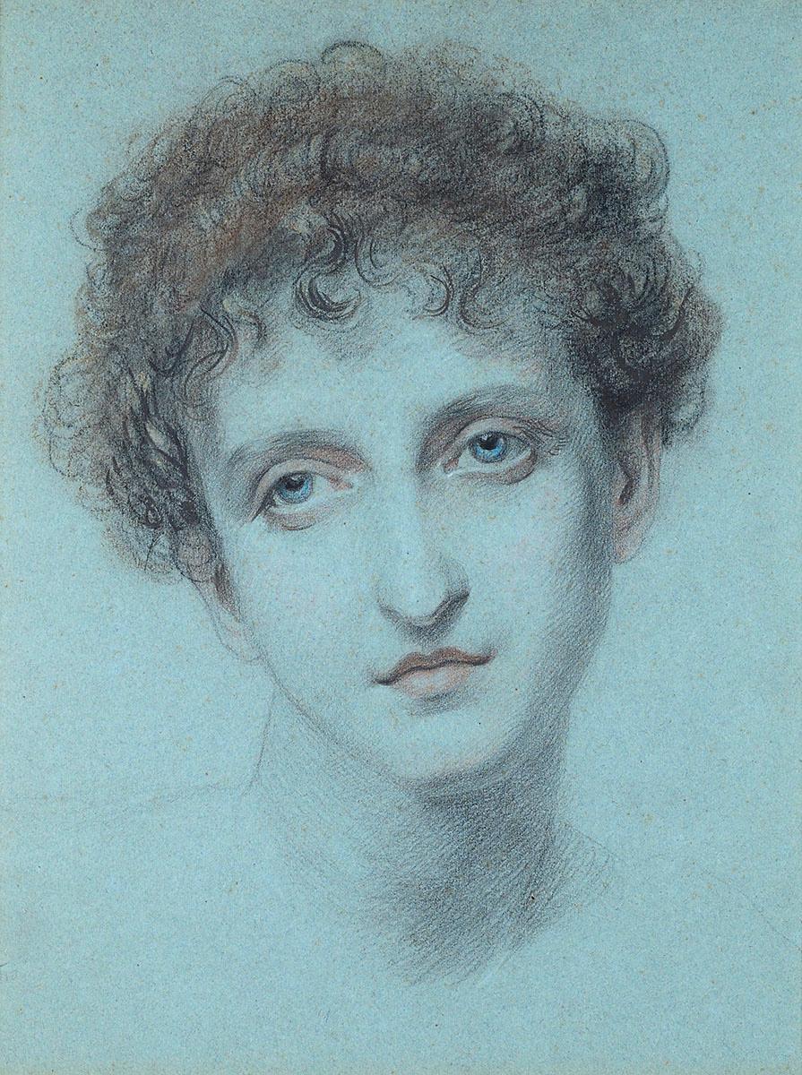 Frederic James Shields, ARWS Portrait - Ellen, A Greek Model - PreRaphaelite chalk portrait drawing