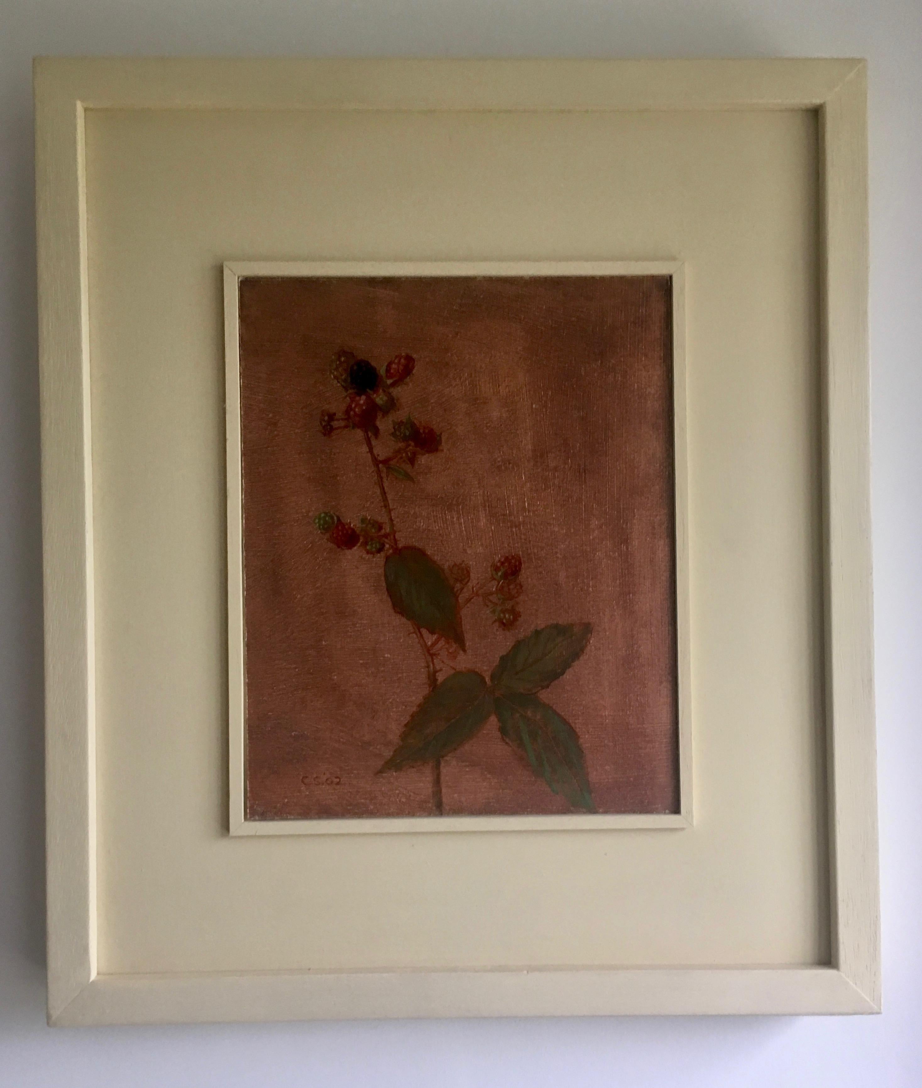 Blackberries - Stillleben des 21. Jahrhunderts, Öl auf Karton von Carolyn Sergeant – Painting von Carolyn Sergeant 